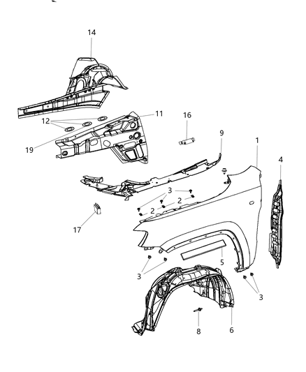 Rail Front Side Rail Front Includes Shock Tower Diagram for 68146580AB