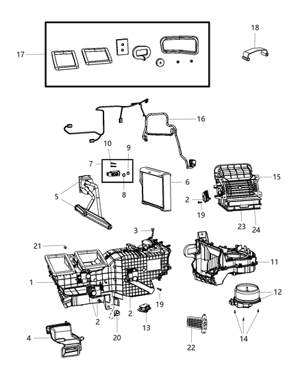 Evaporator A/C Includes: O - Rings Diagram for 68138270AA