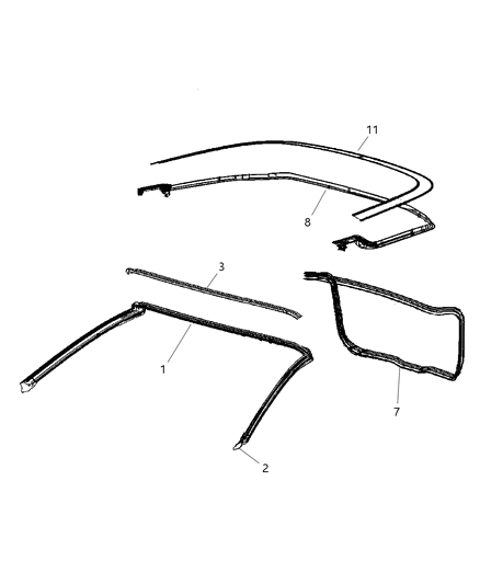 2001 Dodge Durango Weatherstrip Diagram for 68001248AA