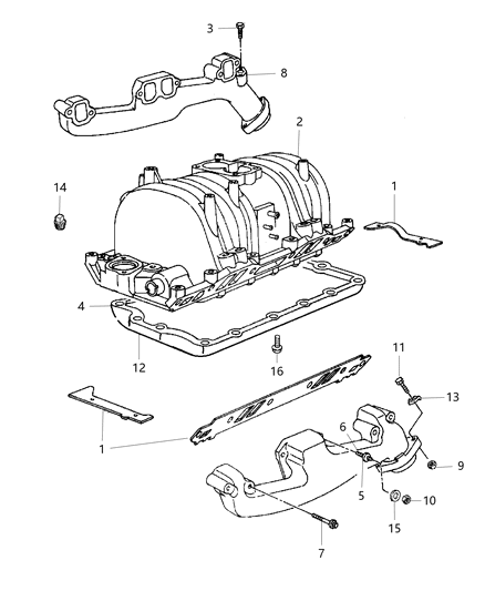 1992 Dodge Caravan Gasket Package Intake Manifold Diagram for 4897383AB