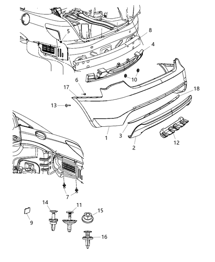 Fascia Rear Lower Diagram for 68081866AB
