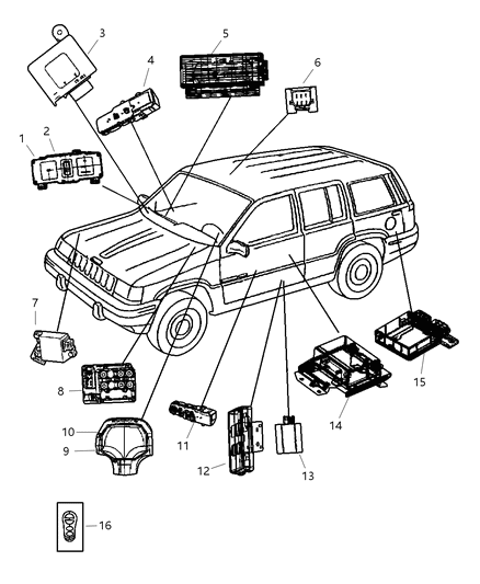 2017 Jeep Grand Cherokee Air Bag Passenger, Passenger Side Diagram for 55314704AD