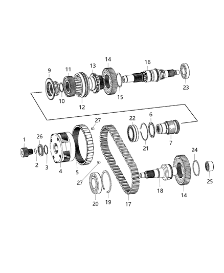 Mainshaft Transfer Case Diagram for 68001939AB