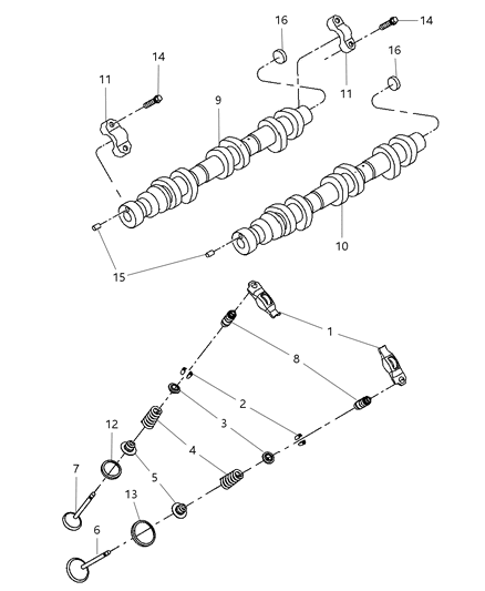 1997 Jeep Grand Cherokee Camshaft Engine Left Diagram for 53021893AB