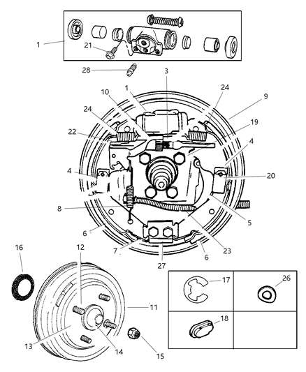 1989 Dodge Grand Caravan Shoe Kit Brake Diagram for V2013630AC