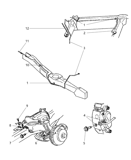 1998 Dodge Ram Van Hose Brake Diagram for V1129449AA