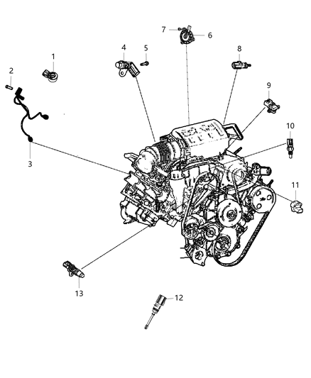 Wiring Knock, Oil Pressure , & Temperature Sensor Diagram for 68085202AC