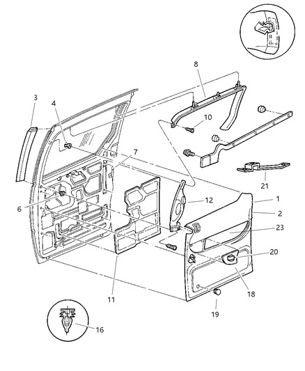 2000 Dodge Grand Caravan Panel Sliding Door Trim Diagram for QF98RC3AC