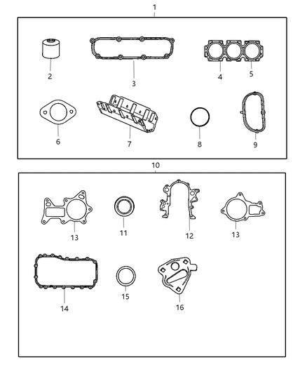 Gasket Package Engine Lower See Note Diagram for 68029544AB