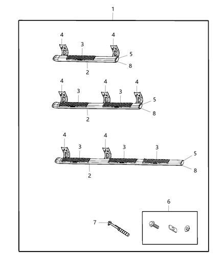 2013 Ram 2500 Step Kit Tubular Side, Stainless Steel Diagram for 82213614AC