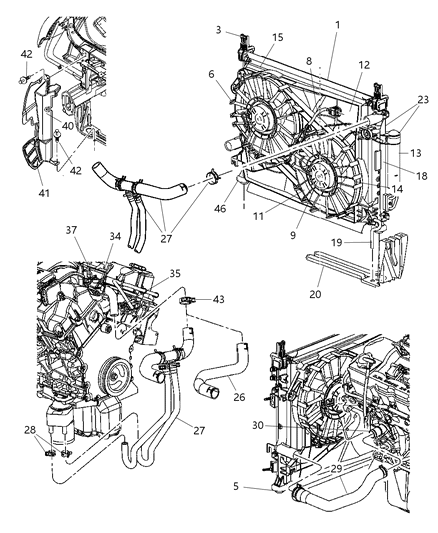 Thermostat Package Engine Coolant Diagram for 5159157AA