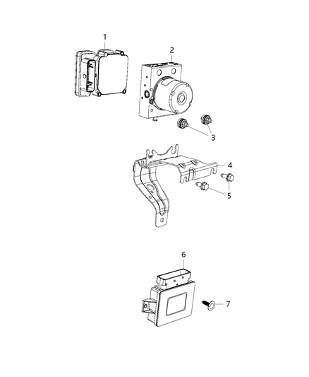 Hydraulic Control Unit Anti-Lock Brake System Diagram for 68234915AA