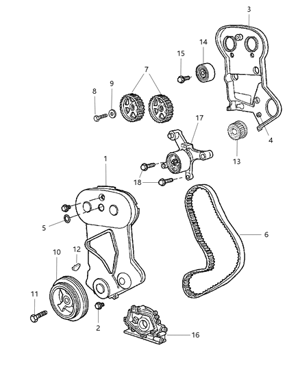 2006 Dodge Stratus Cover Timing Belt Diagram for 4884309AC