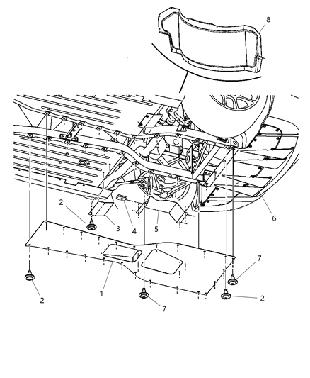 1986 Jeep Wagoneer Belly Pan Rear Diagram for 5290078AE