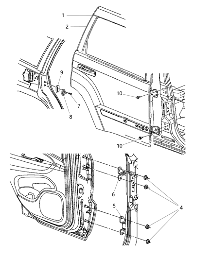 1992 Jeep Comanche Door Rear, Driver Side Diagram for 55369481AO