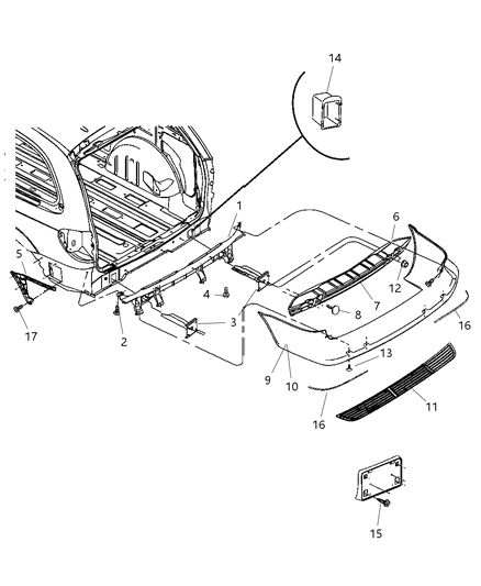 2021 Dodge Charger Sleeve Bumper Bracket Plastic Diagram for 5020269AC