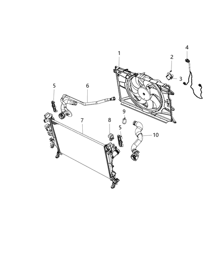Radiator Engine Cooling Diagram for 68260453AA