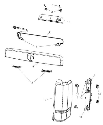 2014 Ram 2500 Lamp Tail Stop Backup Diagram for 55157346AB