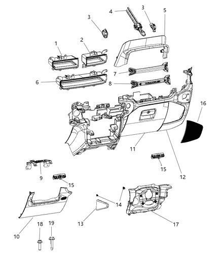 Glove Box Instrument Panel Left Hand Drive Diagram for 6AB14TX7AD