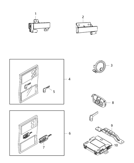 Antenna Ignition Lock Cylinder Diagram for 68119706AA