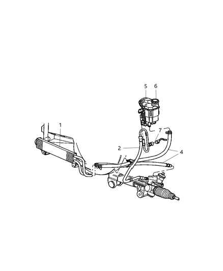 Hose Power Steering Return, Cooler To Reservoir & Gear Diagram for 52110498AB