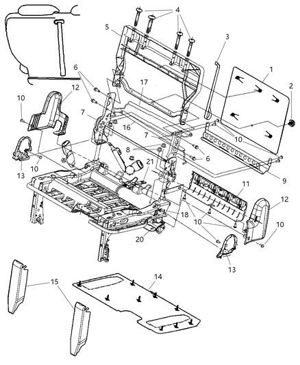 2015 Dodge Charger Panel Rear Seat Back Lower / Holds Grocery Bags Diagram for 1AM151J3AA
