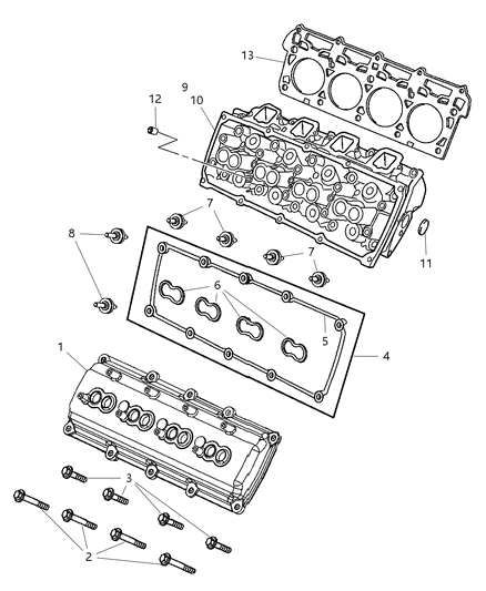 2018 Dodge Durango Gasket Cylinder Head Diagram for 5037592AB