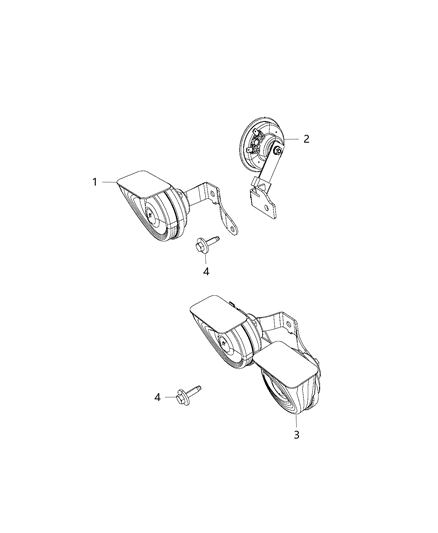 Horn And Bracket Dual Diagram for 68229241AA