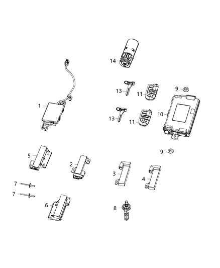Module Keyless Ignition Node Diagram for 68299961AB
