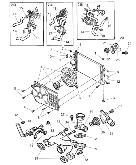 1989 Dodge Grand Caravan Radiator Engine Cooling, 25 Pc Min Qty Mix & Match Diagram for 4267020AB