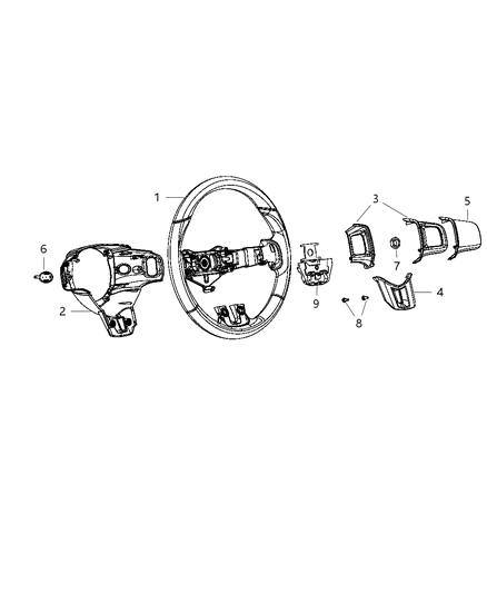 Cover Steering Wheel Back Diagram for 5LL32DX9AA