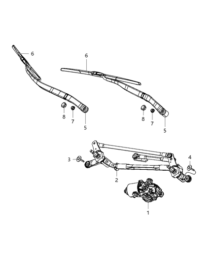 Pivot And Linkage Wiper Diagram for 68156261AA