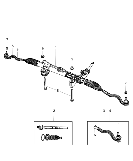 Tie Rod Kit Outer End Diagram for 68069646AA