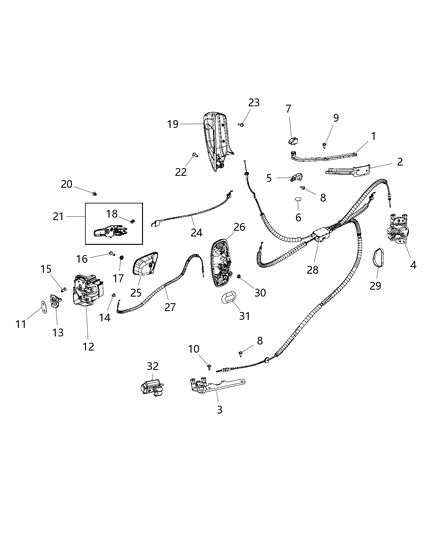 Hinge Sliding Door Diagram for 68261857AA