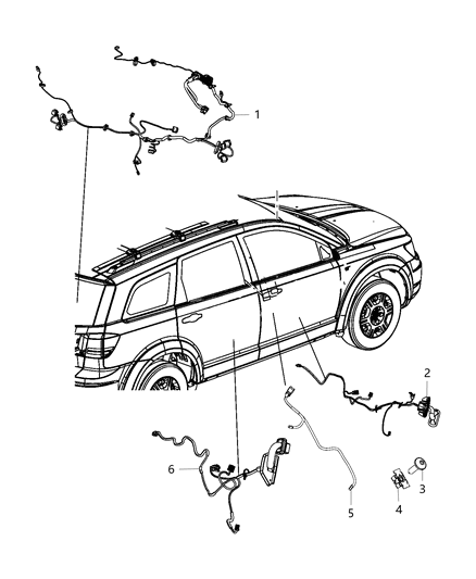 2008 Chrysler Town & Country Wiring Front Door Diagram for 68309523AA