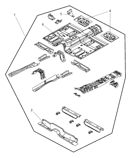 2001 Dodge Durango Pan Front Floor Diagram for 5067837AE