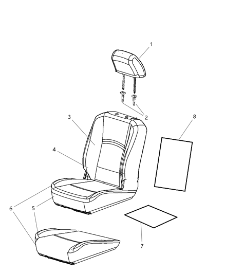 2010 Dodge Ram 1500 Cover Front Seat Cushion Diagram for 1NM78DK2AA