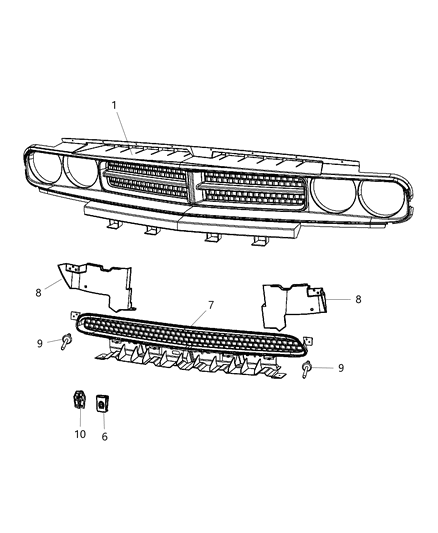 Grille Radiator Diagram for 68043388AA