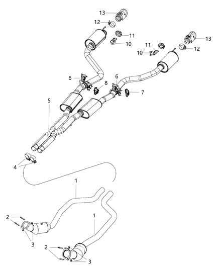 Muffler And Tailpipe Exhaust Diagram for 68453194AB
