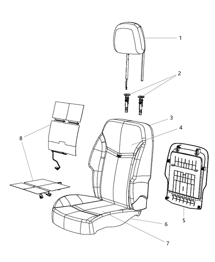 1991 Dodge D250 Headrest Front Diagram for 1US39DX9AA