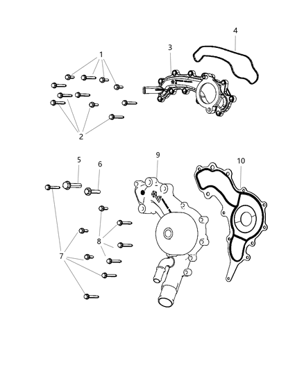 2010 Jeep Commander Pump Water Diagram for 5184498AM