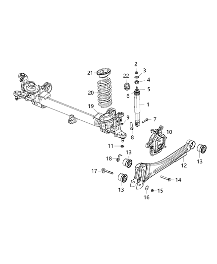 2019 Ram 3500 Arm Lower Control Front Includes Single Bushing On The End Diagram for 68377468AC