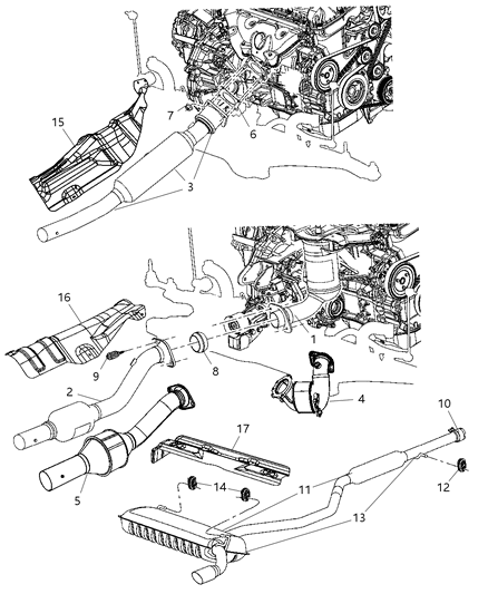 Gasket Catalytic Converter Front Wheel Drive to Manifold Diagram for 4616671AB