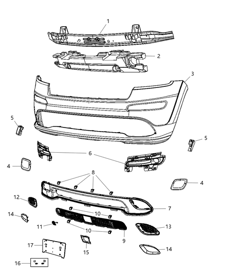 Fascia Front Upper Primed Diagram for 68157870AA