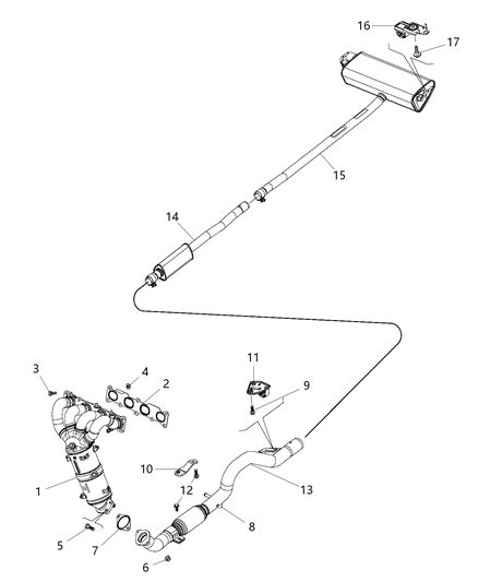 Resonator And Pipe Exhaust Diagram for 68254636AA
