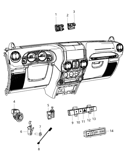 Switch Instrument Panel Diagram for 56054320AB
