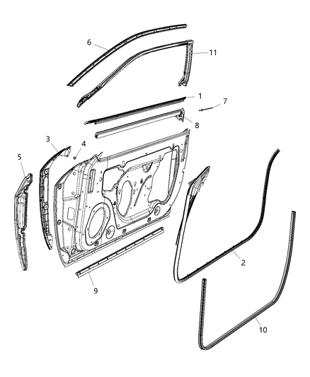 Weatherstrip Front Door Belt Inner Diagram for 5056274AB