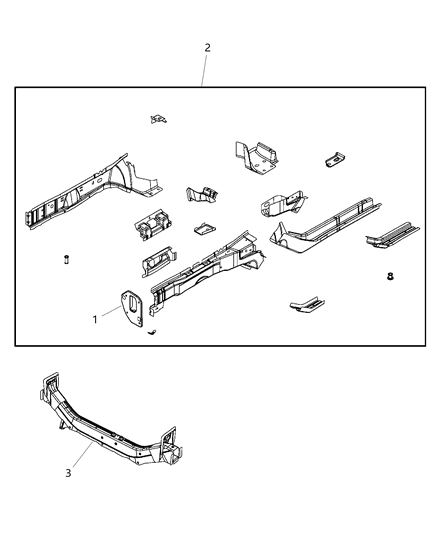2007 Chrysler Town & Country Rail Frame Front Diagram for 5067883AL