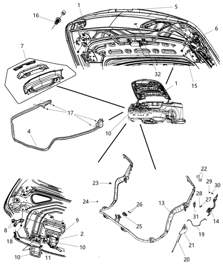 Latch Deck Lid Cables Included Diagram for 4389468AD