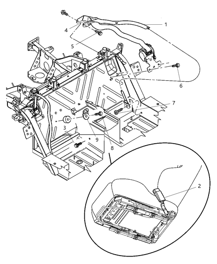 1987 Jeep Wagoneer Turning Loop Seat Belt Diagram for 5029127AC